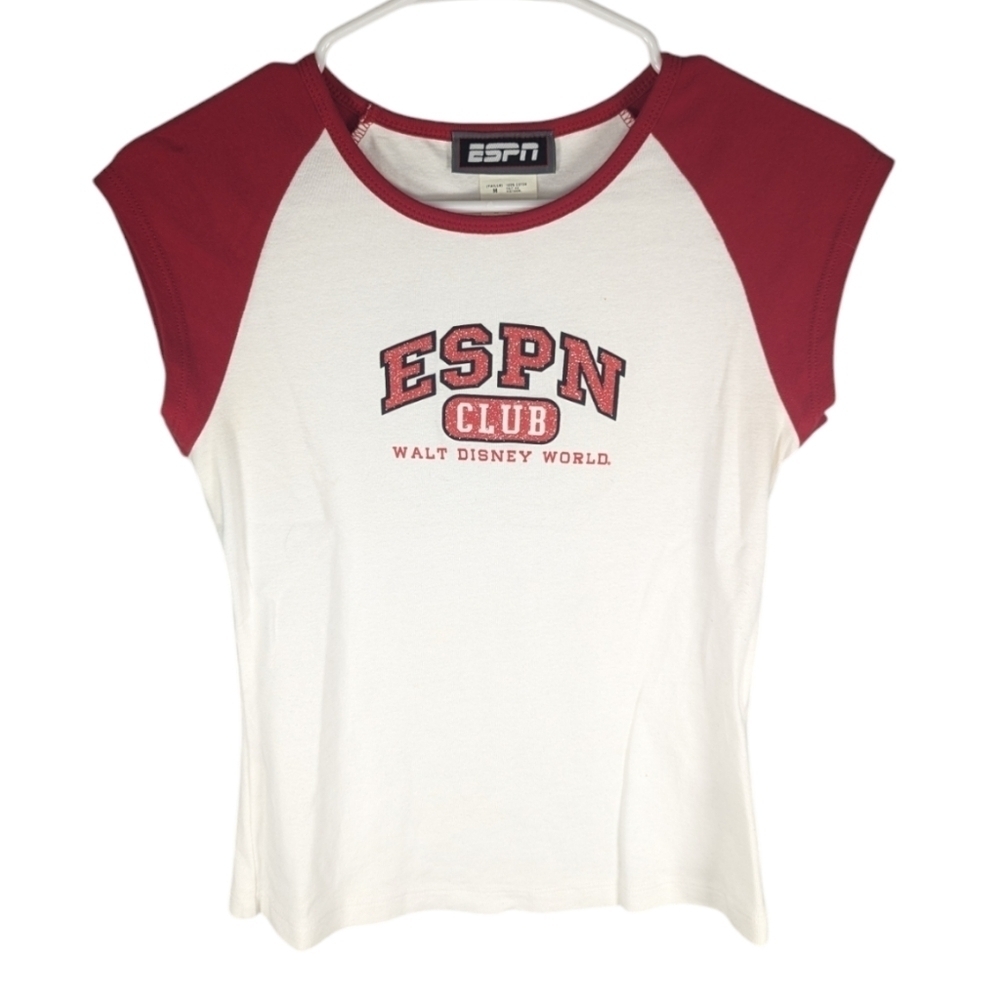 Vintage Y2K ESPN Club Walt Disney World Woman's Baby Tee Tshirt size medium